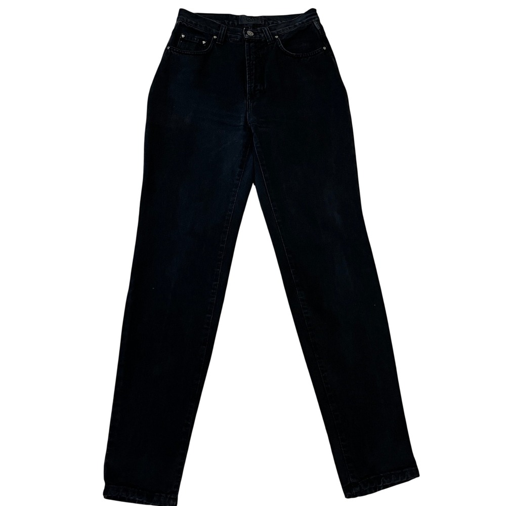 Vintage 90s Versace Jeans 30/44 Couture Black High Waisted Tapered Mom Jeans